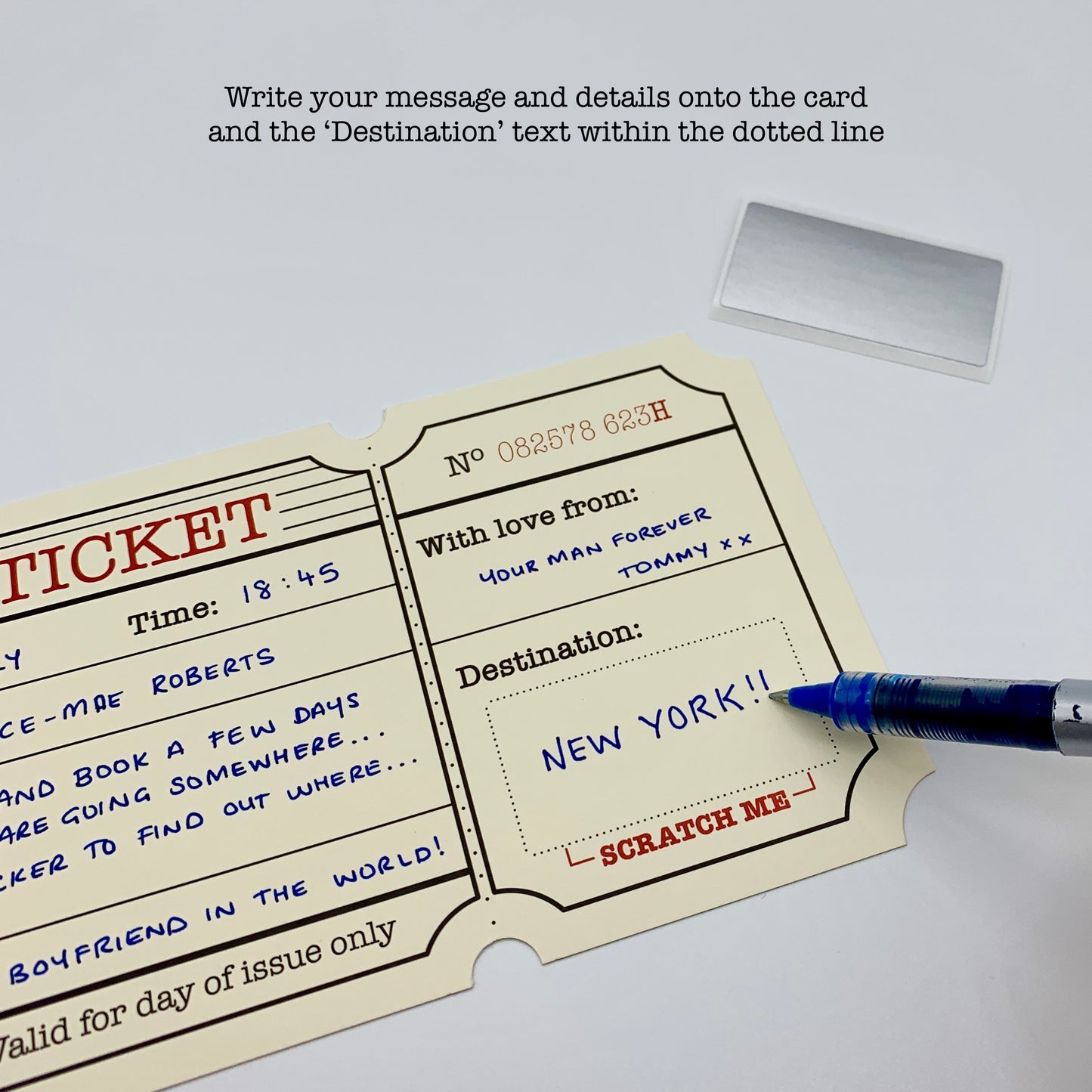 Travel Ticket (Ivory) Holiday Surprise Scratch and Reveal DIY Card