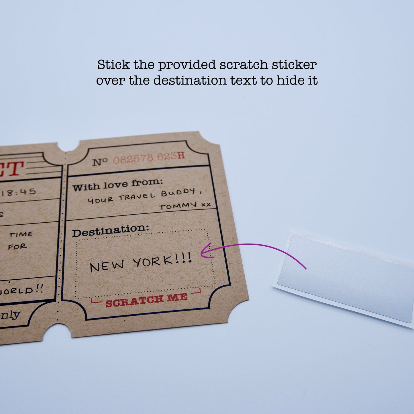 Travel Ticket (Brown) Holiday Surprise Scratch and Reveal DIY Card