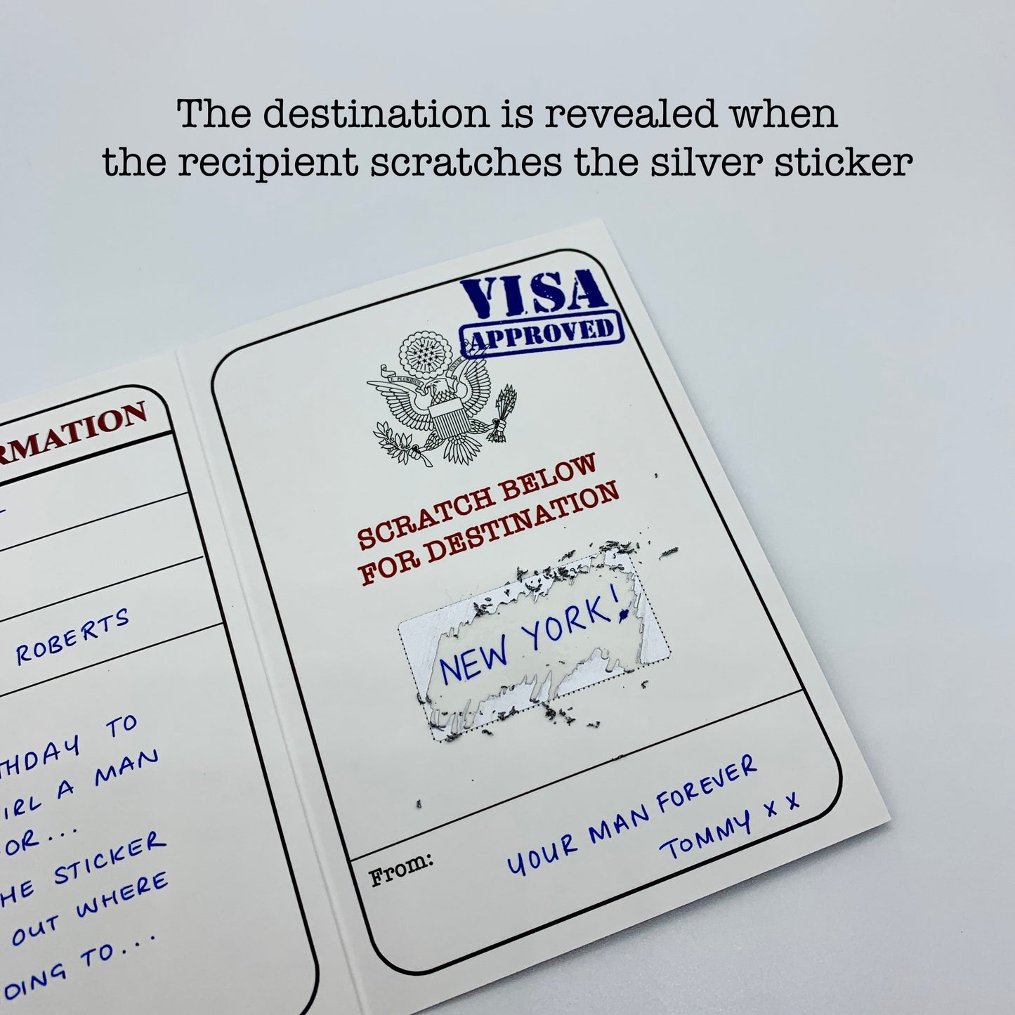 USA Passport (White with Gold Foil) Card Reveal Gift bundle (DIY)