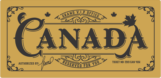 Deluxe Canada Golden Ticket card with envelope. Perfect for surprise trips to Canada!