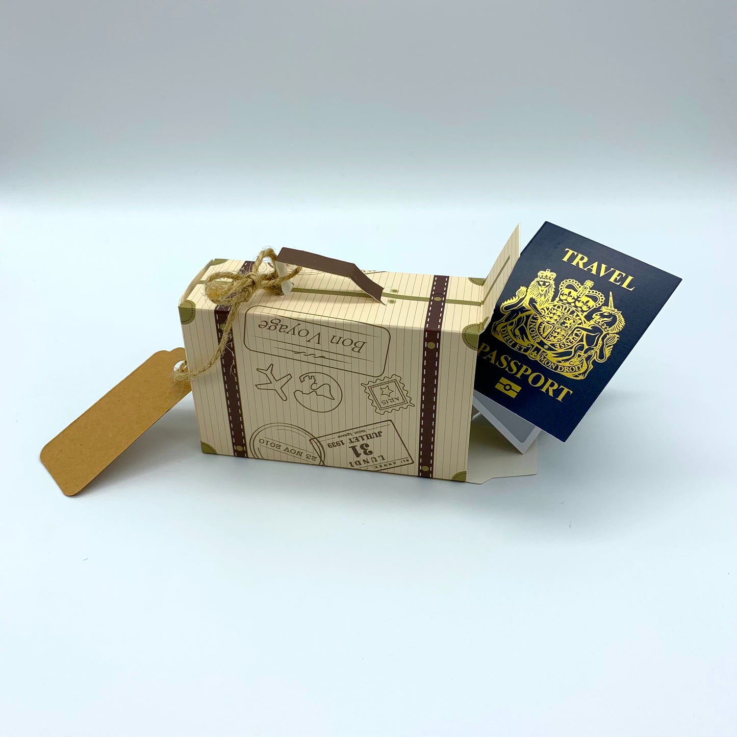 Mini Suitcase & Mini Passport (Navy with Gold foil) Reveal Gift bundle (DIY)