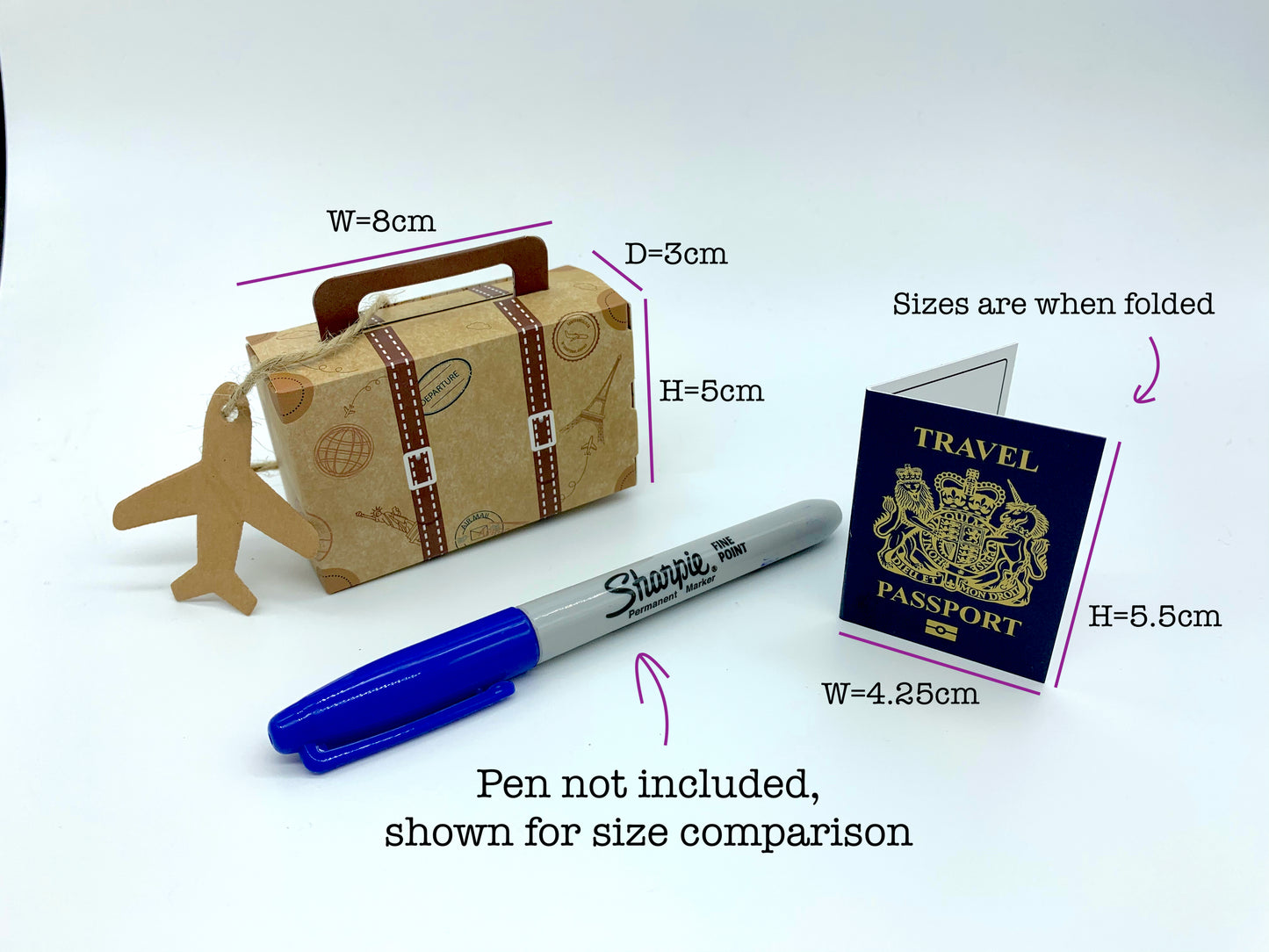 Mini Reversible Suitcase & Mini Passport (Navy with Gold foil) Reveal Gift bundle (DIY)