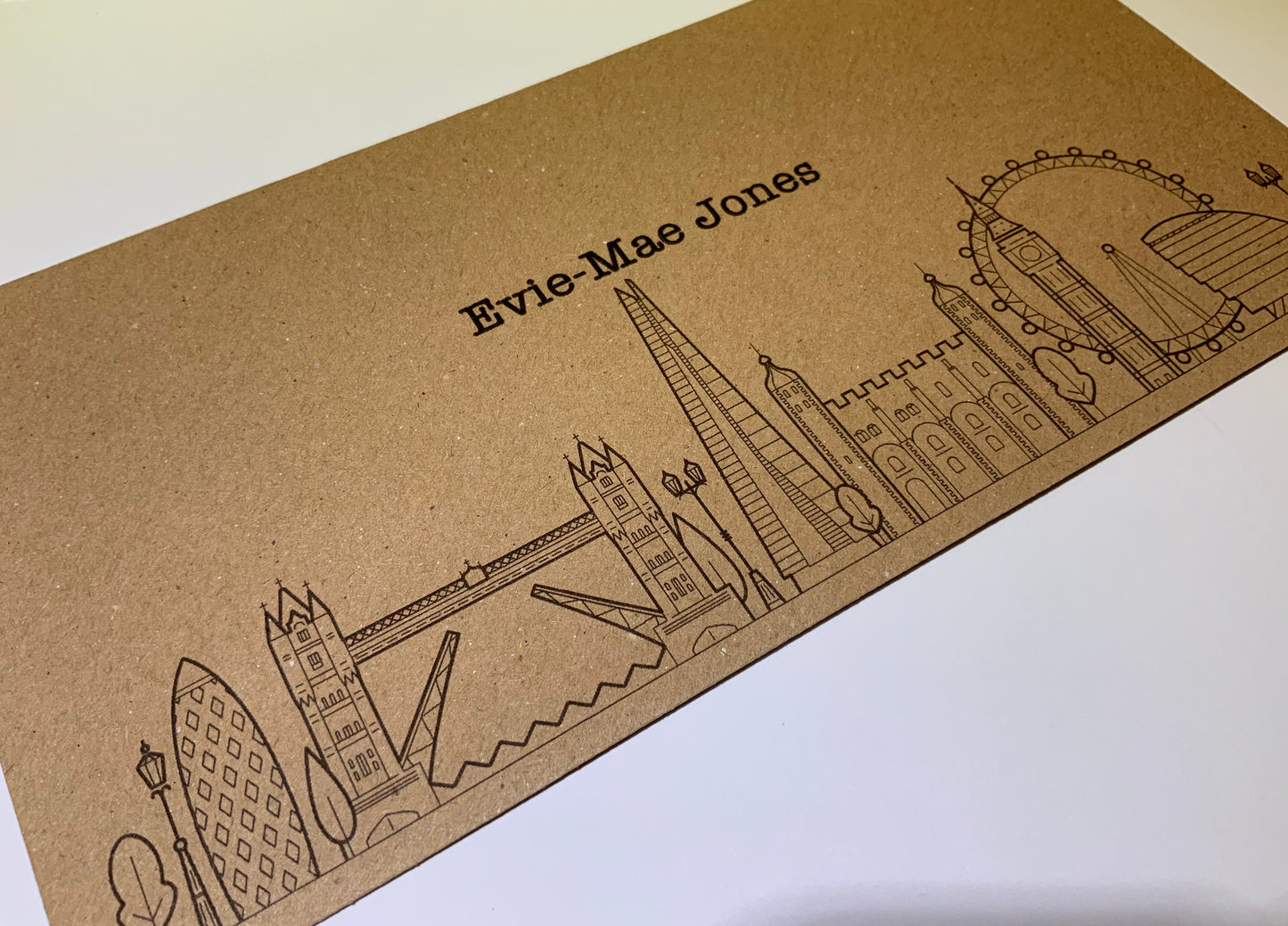 London Personalised Travel Ticket & Envelope. London holiday themed gift