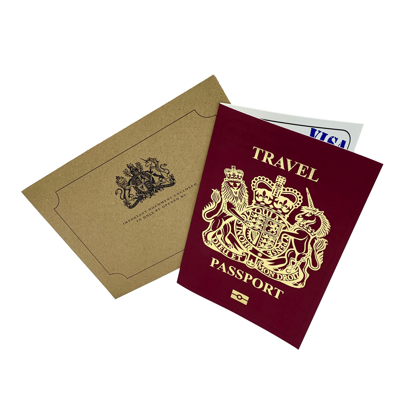 Passport (Burgundy / Red with Gold Foil) Card Reveal Gift bundle (DIY)