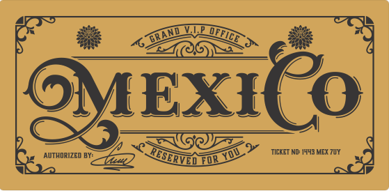 Deluxe Mexico Golden Ticket card with envelope. Perfect for surprise trips to Mexico!