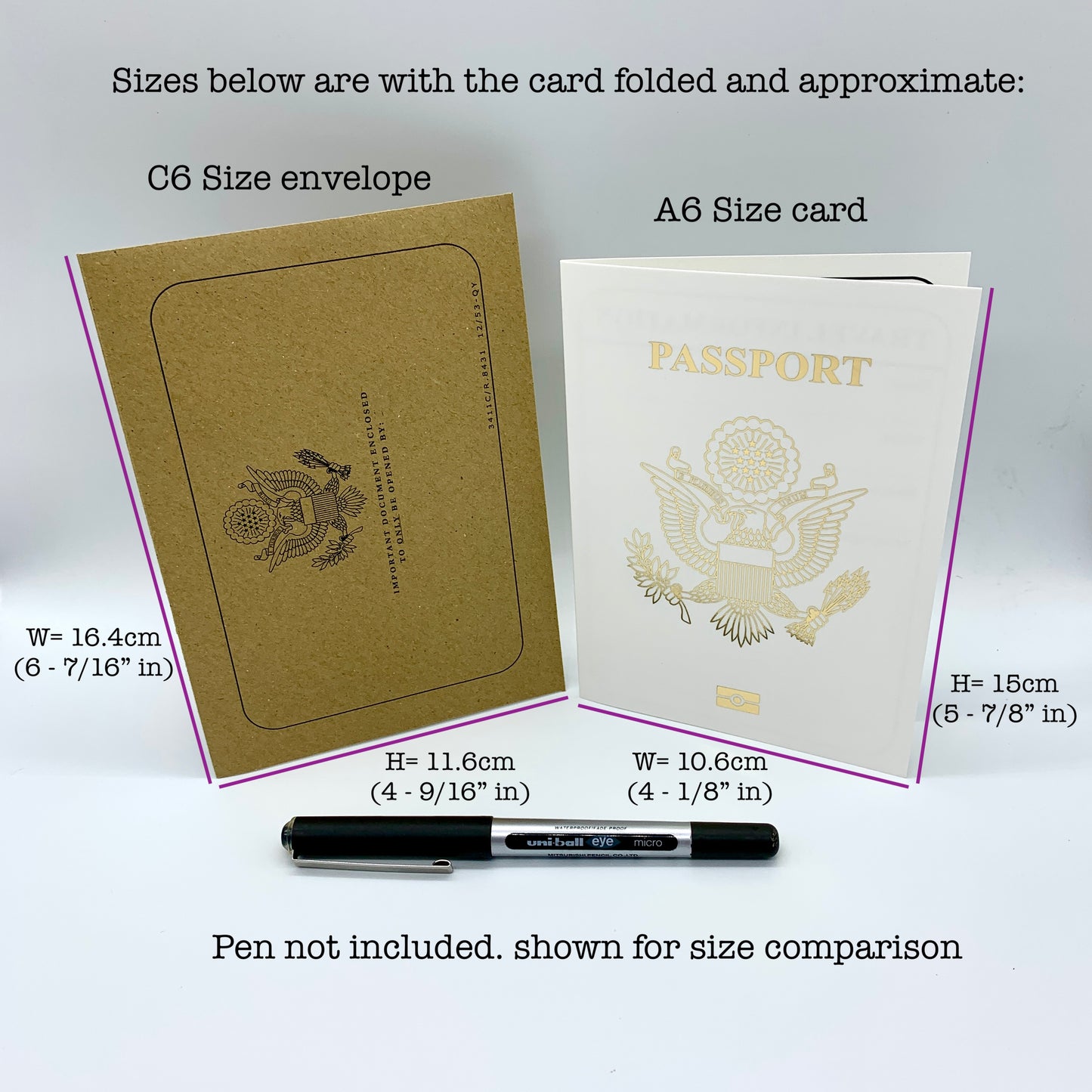 USA Passport (White with Gold Foil) Card Reveal Gift bundle (DIY)