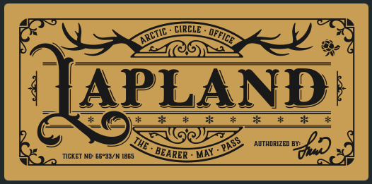 Deluxe Lapland Golden Ticket card with envelope. Perfect for surprise trips to Lapland!