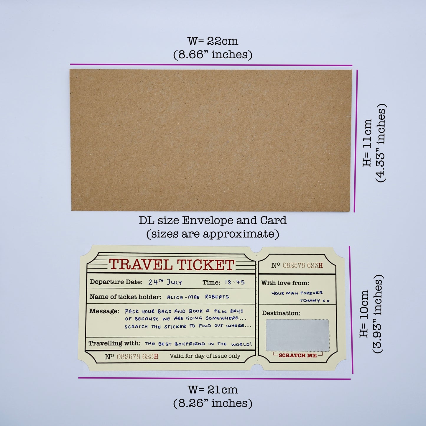 Travel Ticket (Ivory) Holiday Surprise Scratch and Reveal DIY Card