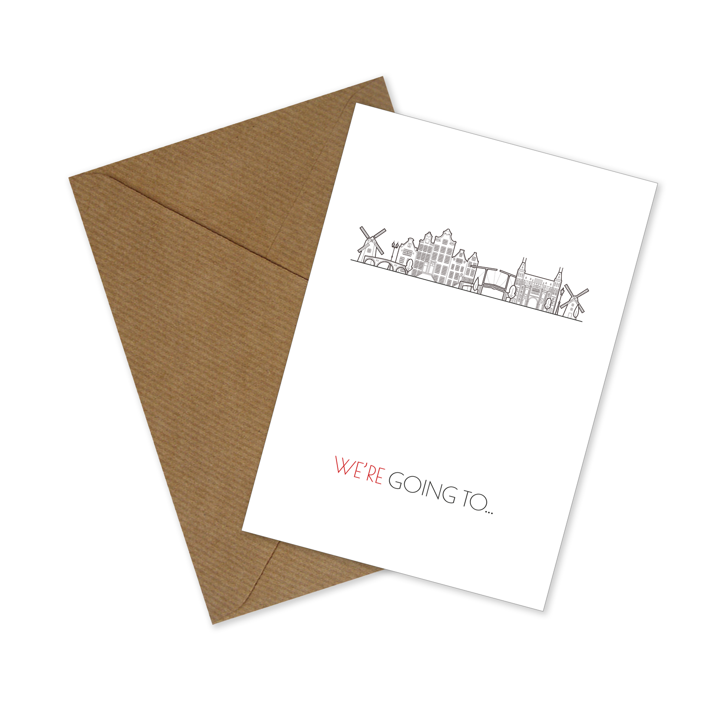 Amsterdam theme Surprise Reveal Greetings Card and Envelope (DIY) surprise holiday card