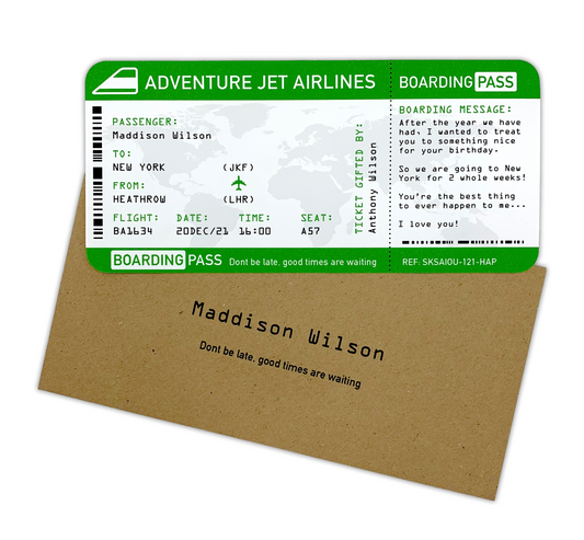 Boarding Pass Personalised Travel Ticket Card
