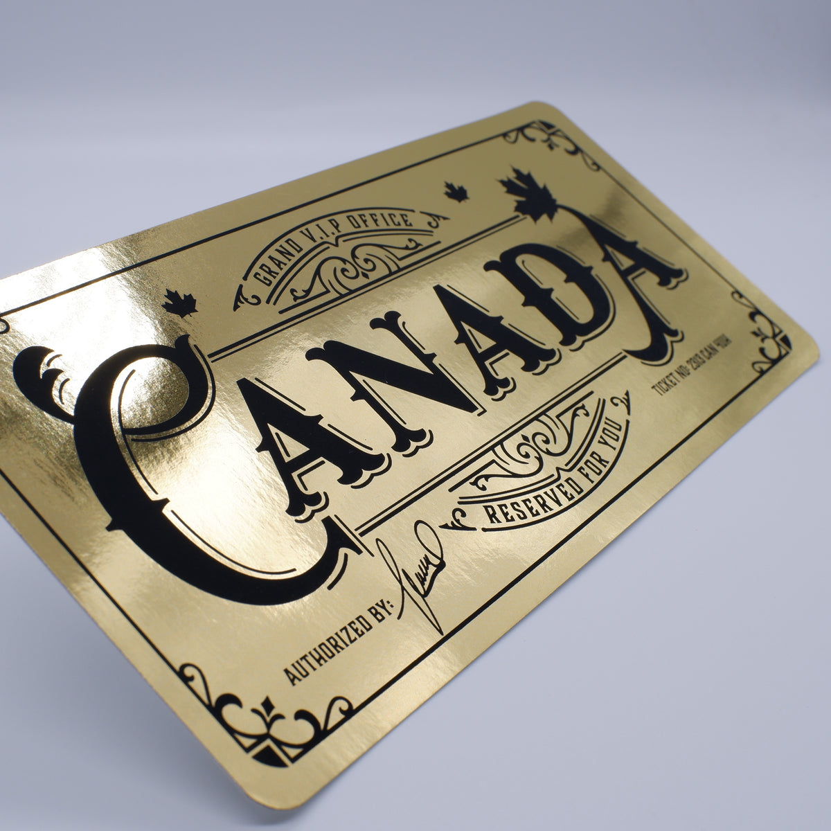 Deluxe Canada Golden Ticket card with envelope. Perfect for surprise trips to Canada!