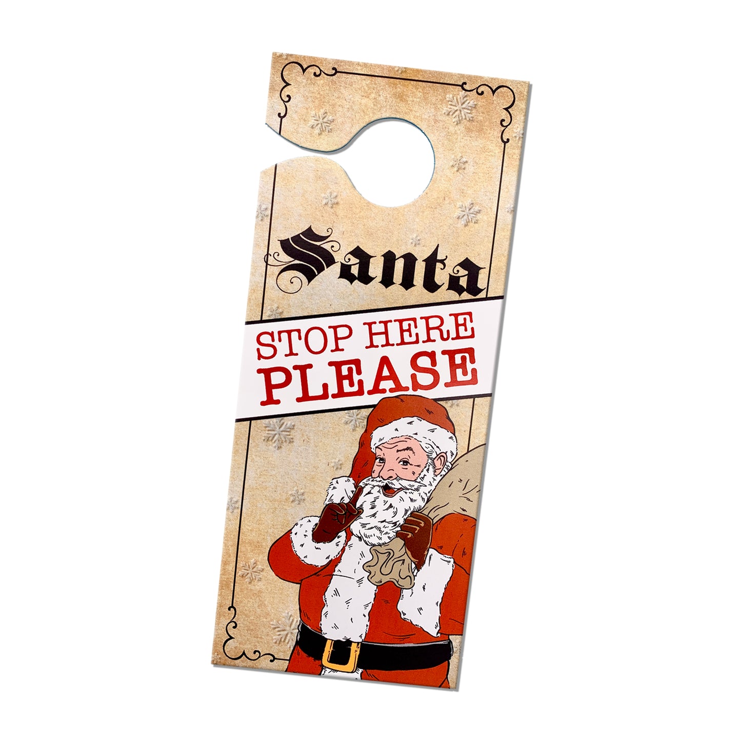 Vintage Santa Sack & 'Santa stop here' Door Hanger Bundle. Santa Head Style