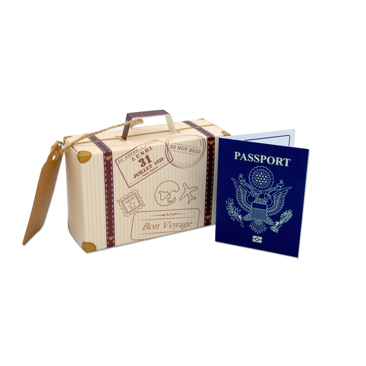 Mini Suitcase & Mini USA Passport (Navy with Gold foil) Reveal Gift bundle (DIY)