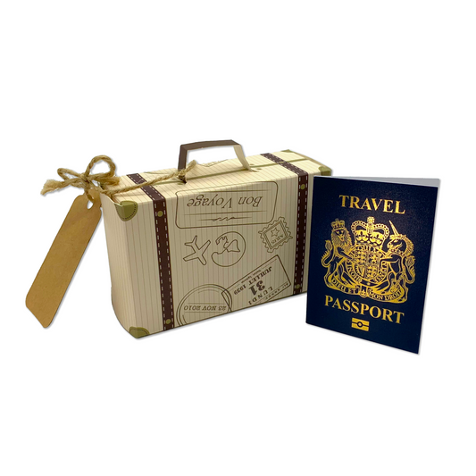 Mini Suitcase & Mini Passport (Navy with Gold foil) Reveal Gift bundle (DIY)