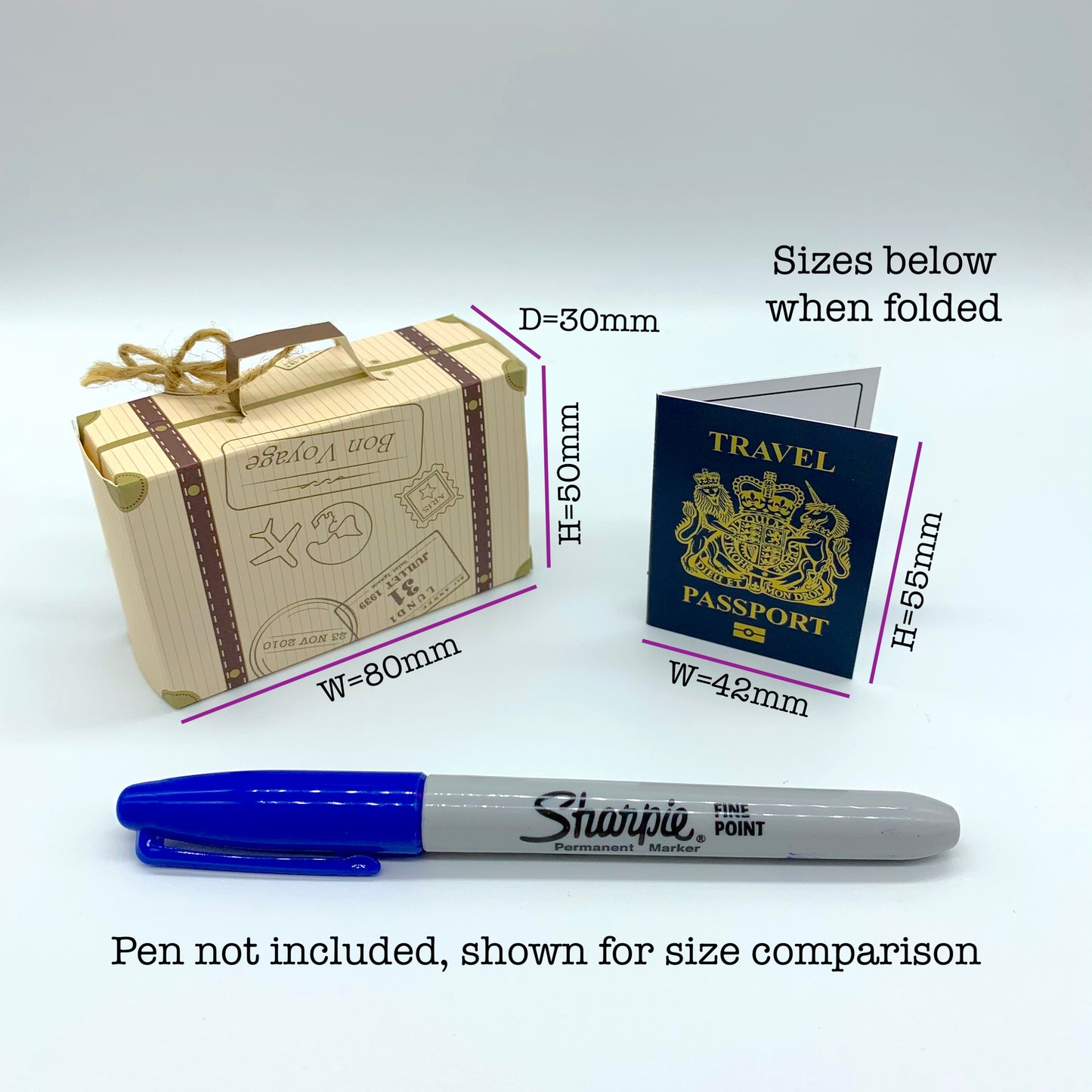 Mini Suitcase & Mini Passport (Navy with Gold foil) Reveal Gift bundle (DIY)