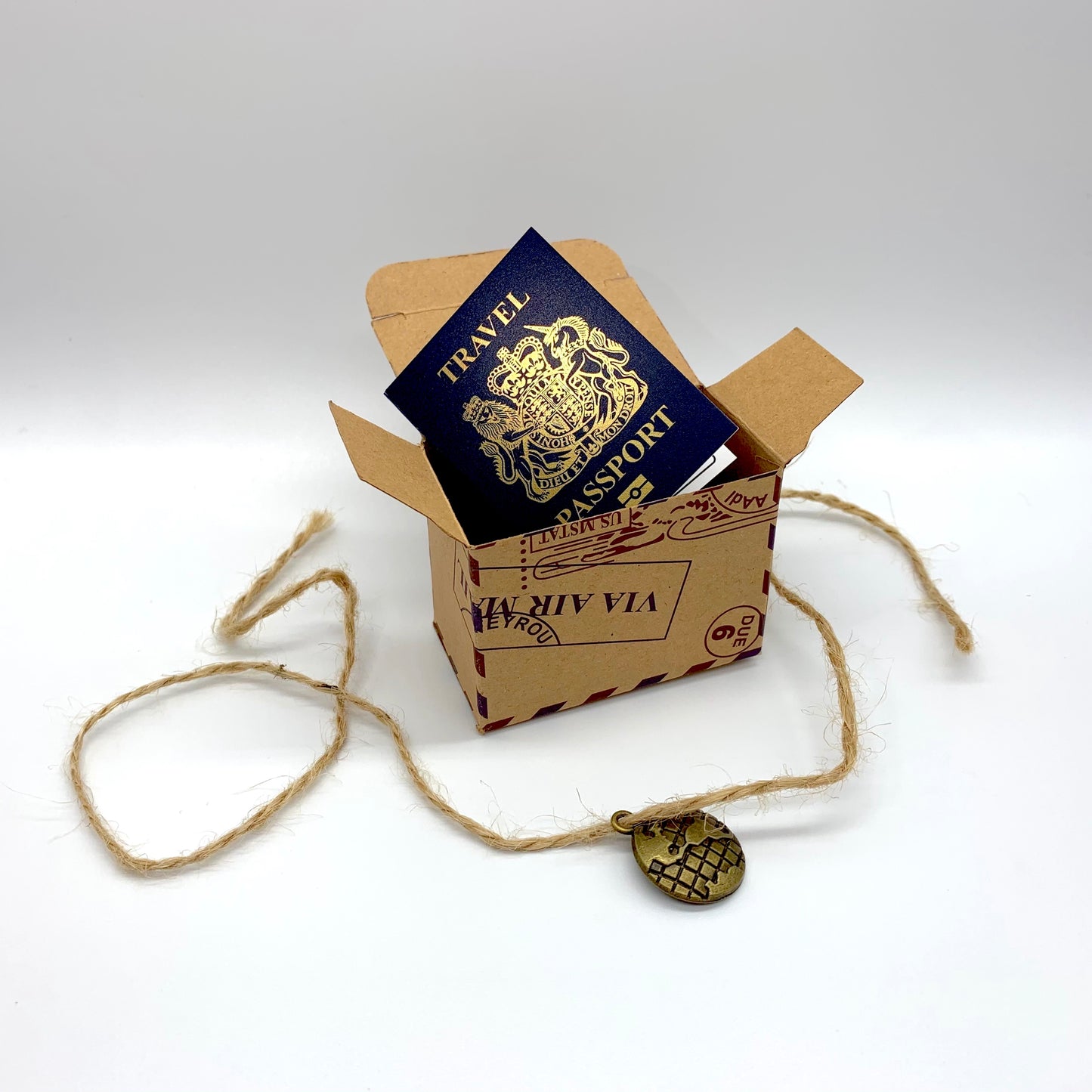 Mini Travel Box & Mini Passport (Navy with Gold foil) Reveal Gift bundle (DIY)