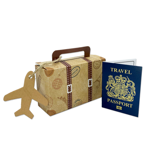Mini Reversible Suitcase & Mini Passport (Navy with Gold foil) Reveal Gift bundle (DIY)