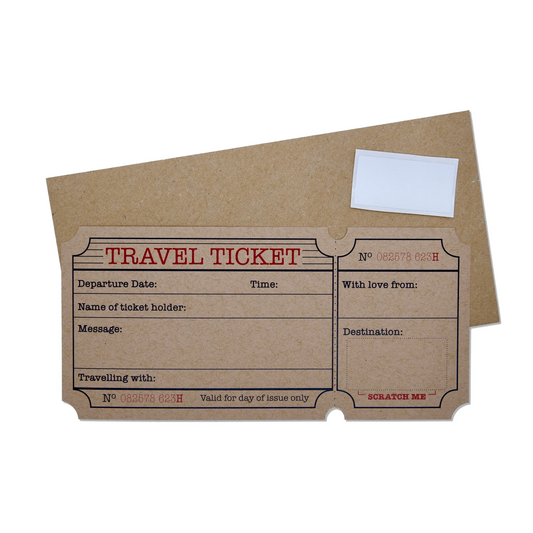 Travel Ticket (Brown) Holiday Surprise Scratch and Reveal DIY Card