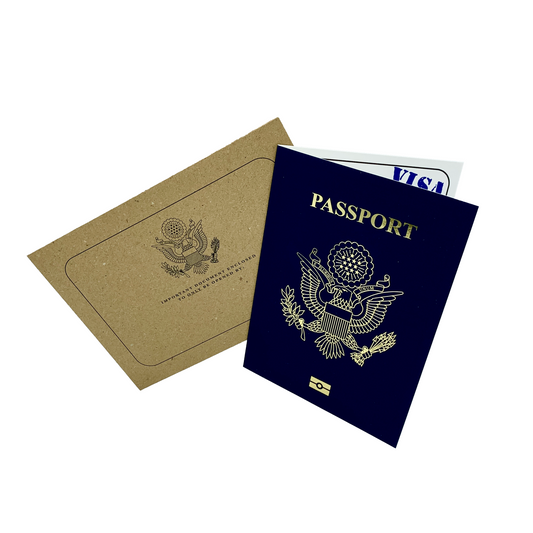 USA Passport (Navy with Gold Foil) Card Reveal Gift bundle (DIY)