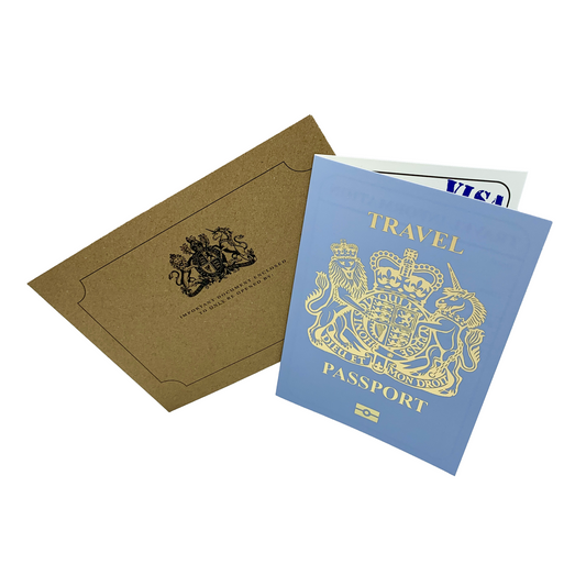 Passport (Baby Blue with Gold Foil) Card Reveal Gift bundle (DIY)