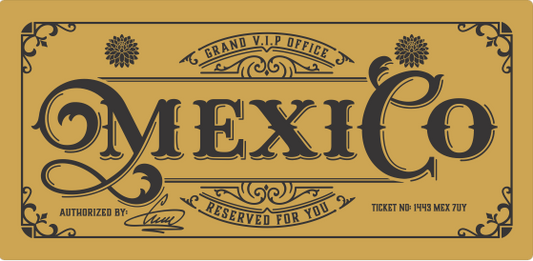 Deluxe Mexico Golden Ticket card with envelope. Perfect for surprise trips to Mexico!
