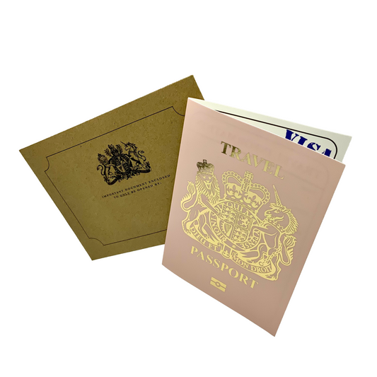 Passport (Pink with Gold Foil) Card Reveal Gift bundle (DIY)