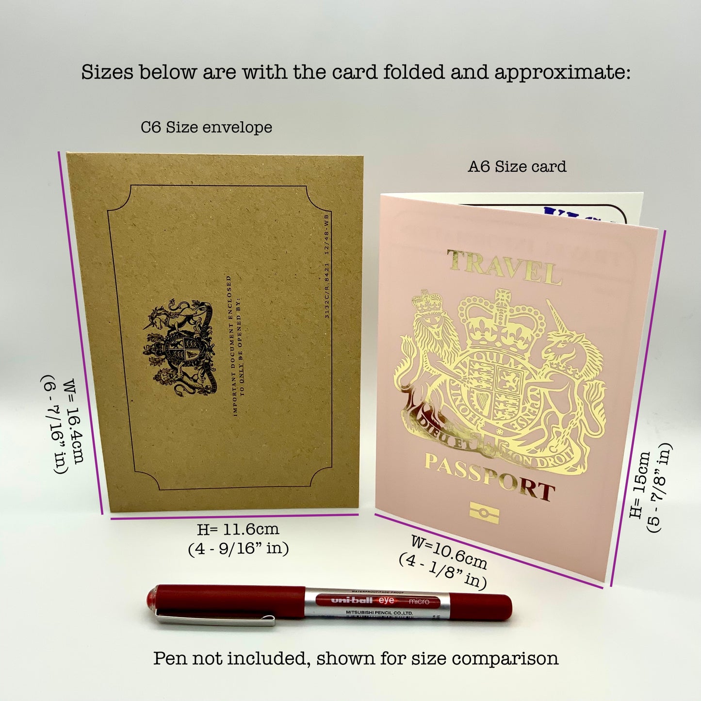 Passport (Pink with Gold Foil) Card Reveal Gift bundle (DIY)