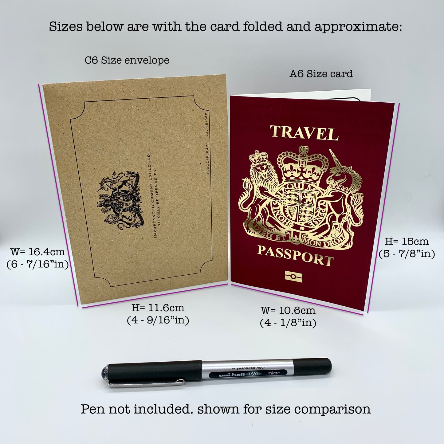 Passport (Burgundy / Red with Gold Foil) Card Reveal Gift bundle (DIY)