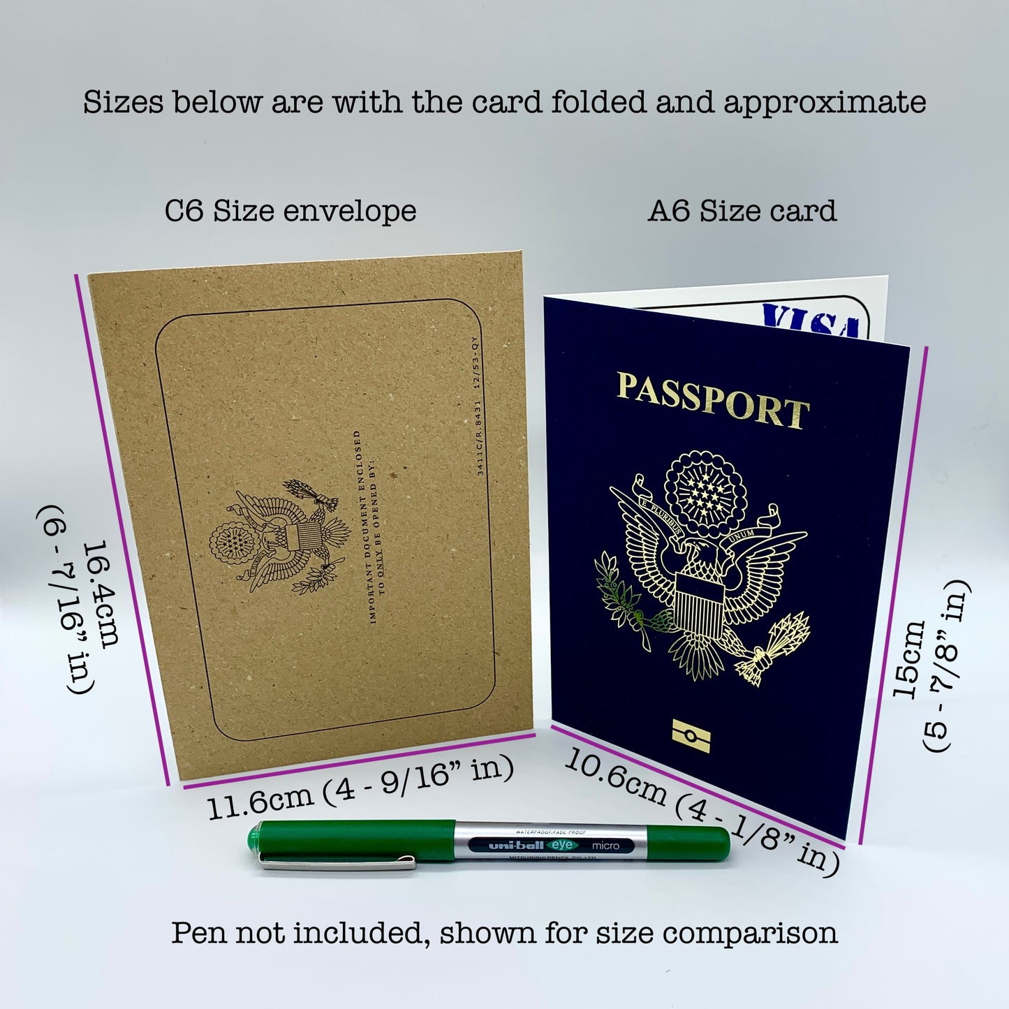 USA Passport (Navy with Gold Foil) Card Reveal Gift bundle (DIY)