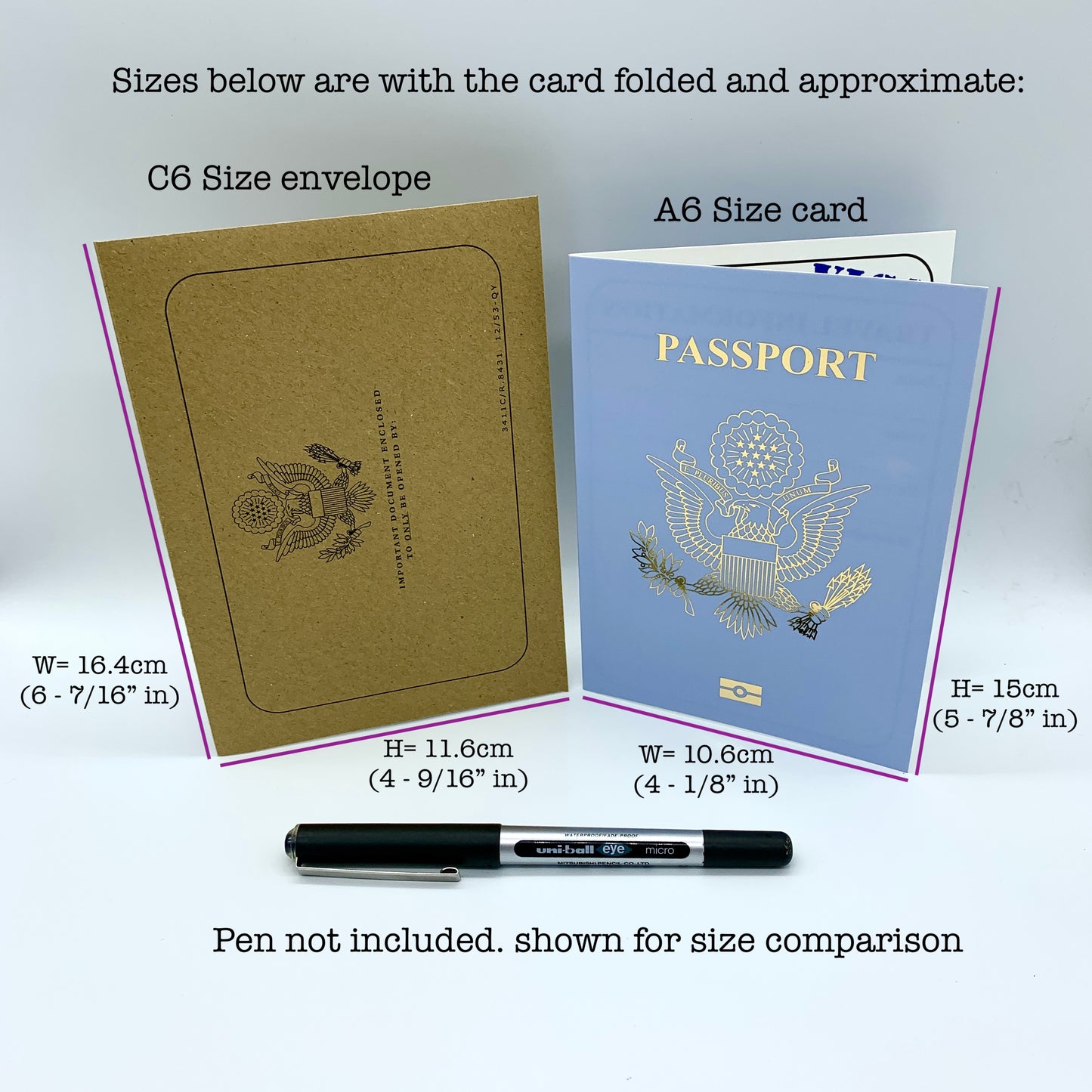 USA Passport (Baby Blue with Gold Foil) Card Reveal Gift bundle (DIY)