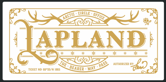 Deluxe Lapland Golden Ticket card with envelope. Perfect for surprise trips to Lapland!
