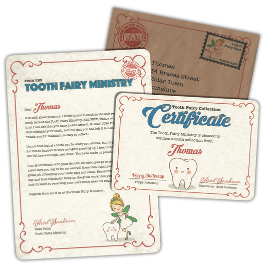 Personalised Letter, Certificate and Envelope from the Tooth Fairy