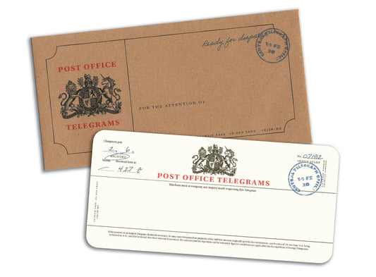 Post Office Vintage Telegram (White with Gold Shimmer) DIY Card.