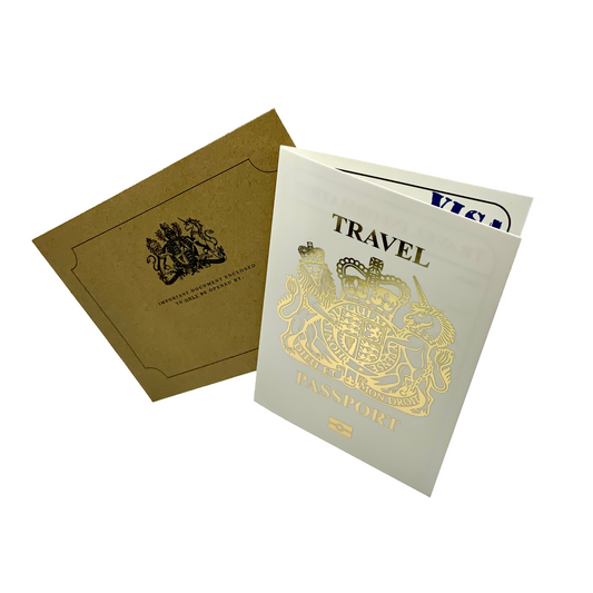 Passport (White with Gold Foil) Card Reveal Gift bundle (DIY)