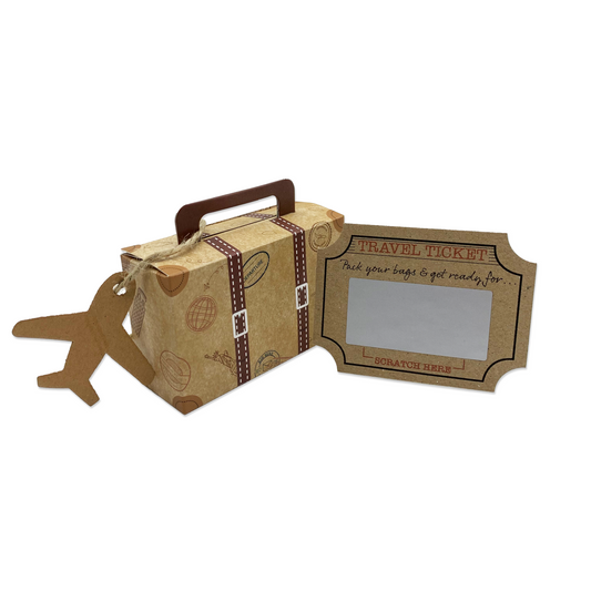 Mini Reversible Suitcase & Mini Travel Ticket Scratch & Reveal Gift bundle (DIY)